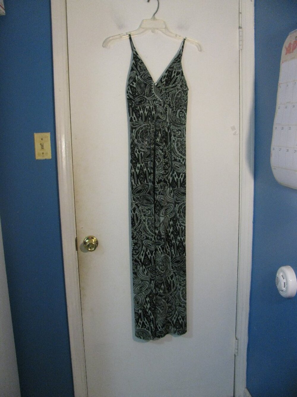 * Lipstick Maxi Sundress Small Blue/Green and Black Print Halter Top Excellent